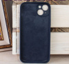 Силиконовый чехол для iPhone 15 Plus с закрытой камерой темно-синий