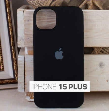 Силиконовый чехол для iPhone 15 Plus с открытой камерой Черный