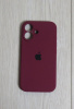 Силиконовый чехол для iPhone 16 Plus с закрытой камерой бордовый