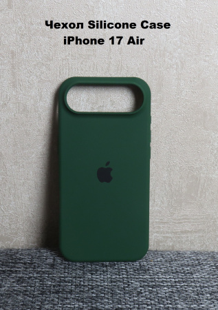 Силиконовый чехол для iPhone 17 Air с открытой камерой т-зеленый