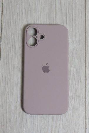 Силиконовый чехол для iPhone 16 с закрытой камерой серофиолетовый