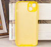 Силиконовый чехол для iPhone 15 Plus с закрытой камерой желтый