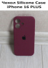 Силиконовый чехол для iPhone 16 Plus с закрытой камерой бордовый