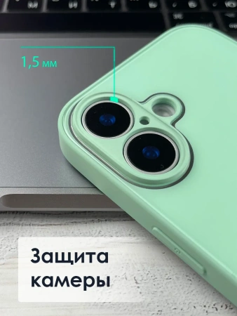 Чехлы стеклянные для iPhone 16 Мятный