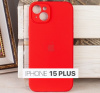 Силиконовый чехол для iPhone 15 Plus с закрытой камерой красный