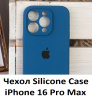Силиконовый чехол для iPhone 16 Pro Max с закрытой камерой деним