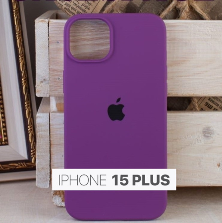 Силиконовый чехол для iPhone 15 Plus с открытой камерой Фиолетовый
