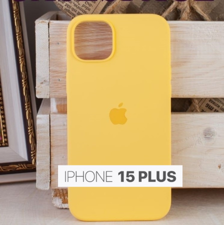 Силиконовый чехол для iPhone 15 Plus с открытой камерой Желтый