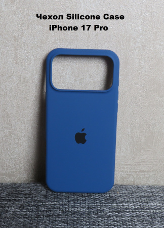 Силиконовый чехол для iPhone 17 Pro с открытой камерой деним