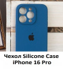 Силиконовый чехол для iPhone 16 Pro с закрытой камерой деним