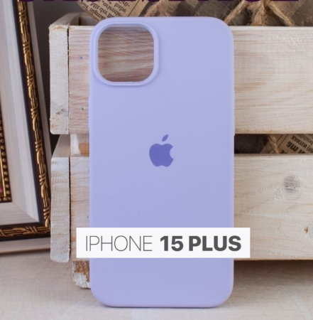 Силиконовый чехол для iPhone 15 Plus с открытой камерой лаванда