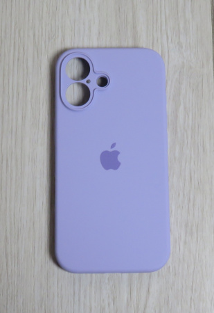 Силиконовый чехол для iPhone 16 с закрытой камерой лаванда