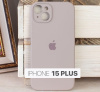 Силиконовый чехол для iPhone 15 Plus с закрытой камерой серофиолетовый