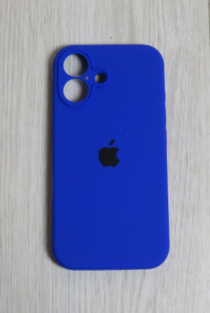 Силиконовый чехол для iPhone 16 с закрытой камерой индиго