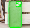 Силиконовый чехол для iPhone 15 Plus с закрытой камерой салатовый