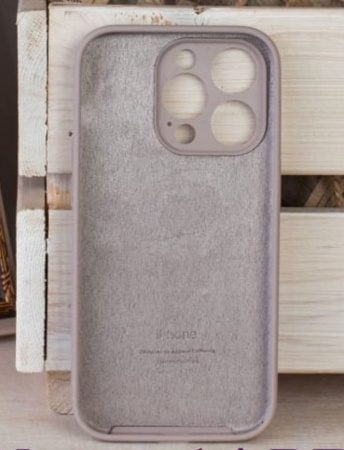 Силиконовый чехол для iPhone 16 Pro Max с закрытой камерой серофиолетовый