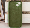 Силиконовый чехол для iPhone 15 Plus с закрытой камерой хаки