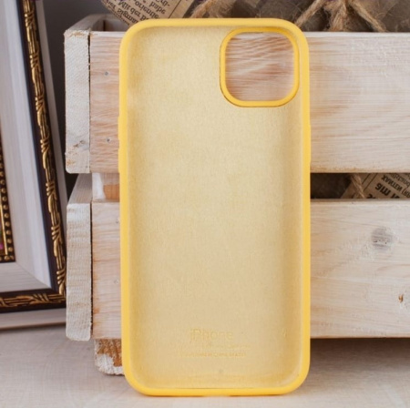 Силиконовый чехол для iPhone 15 Plus с открытой камерой Желтый