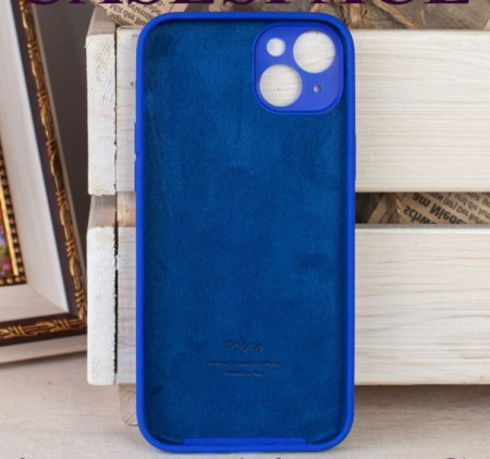 Силиконовый чехол для iPhone 15 Plus с закрытой камерой индиго