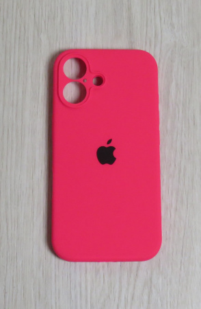 Силиконовый чехол для iPhone 16 с закрытой камерой розовый