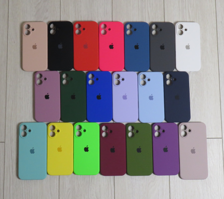 Силиконовый чехол для iPhone 16 Plus с закрытой камерой бордовый