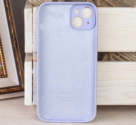 Силиконовый чехол для iPhone 15 Plus с закрытой камерой лавандовый