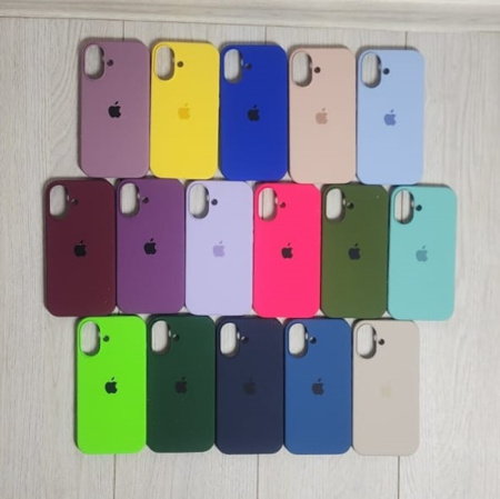 Силиконовый чехол для iPhone 16 с открытой камерой деним