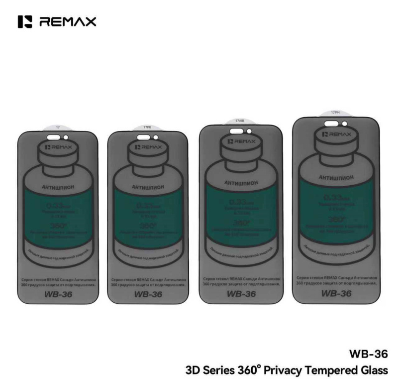 Антишпион 360 Безрамочное защитное стекло REMAX WB-36 iPhone 13 / iPhone 13 Pro / iPhone 14